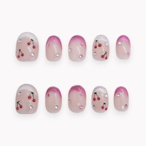 Court rond French Velours Barbie Rose Cerises