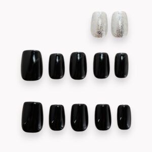 court ballerines 10 ongles 2 ongles noir paillettes 01