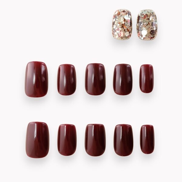 court ballerines 10 ongles 2 ongles rouge Bordeaux paillettes melangees 01