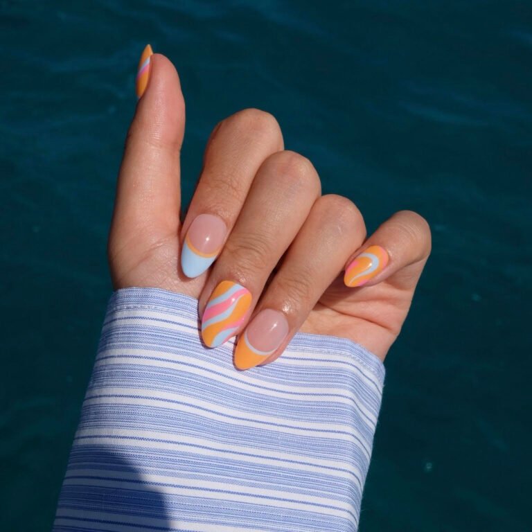 Short Almond - Fancy Blue Orange
